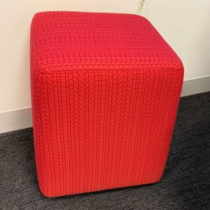 Red Fabric Pouf on Wheels - 28457
