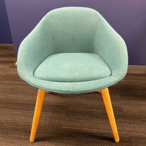 Green/Blue Armchair with Wood Legs - 28439