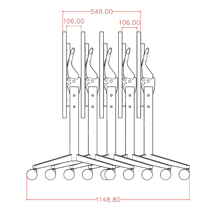 N9NE 60″ Flip Top Training Table Base-Only –22099-PTLF-60BLK - Image 3